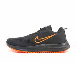 کفش کتانی بندی نایک رنگ مشکی نارنجی مناسب پیاده روی ،دویدن قابل استفاده در باشگاه