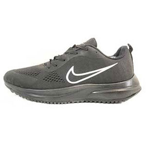 کفش کتانی بندی نایک رنگ مشکی نقره ای مناسب پیاده روی ،دویدن قابل استفاده در باشگاه