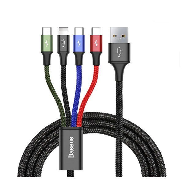 کابل تبدیل USB به لایتنینگ / Micro USB / USB Type-C باسئوس مدل CA1T4-B01 به طول 1.2 متر